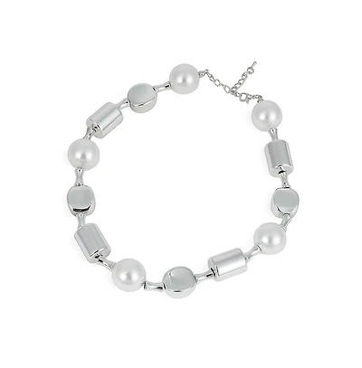 Women's The Spherical-Block Collar Necklace - Chrome Silver
