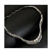 Women's The Hammered-Horn Collar Necklace - Chrome Silver