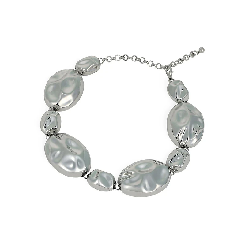 Women's The Chunky Dented-Pierre Collar Necklace - Chrome Silver