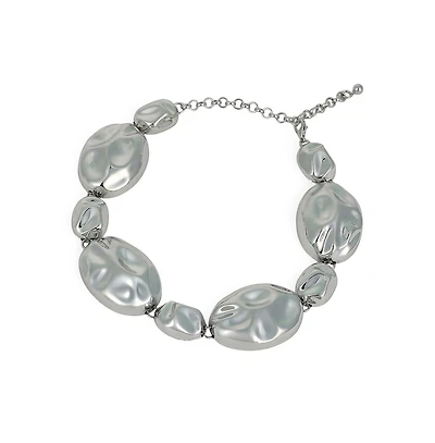 Women's The Chunky Dented-Pierre Collar Necklace - Chrome Silver