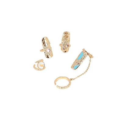 Women's The Jasmine Nail Rings - California Gold (Set Of 4)