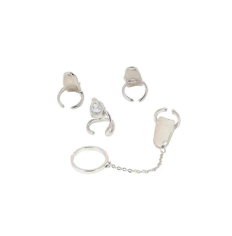 Women's The Athena Nail Rings - Metallic Silver (Set Of 4)