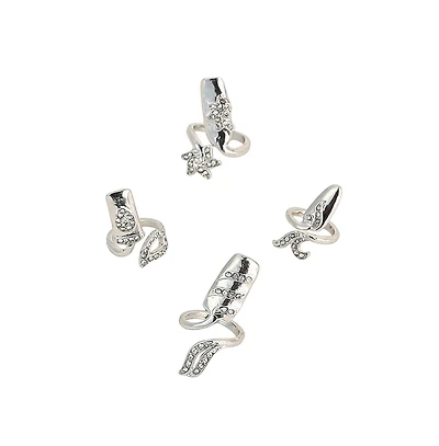 Women's The Botanic Nail Rings - Metallic Silver (Set Of 4)
