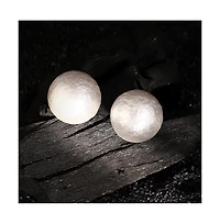 Women's The Celestrial-Orb Stud Earrings - Ivory White & Metallic Silver