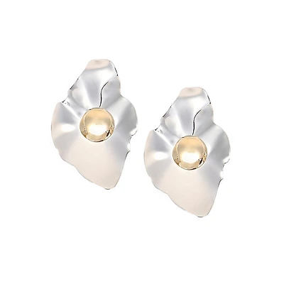 Women's The Techno-Flora Statement Earrings - Chrome Silver