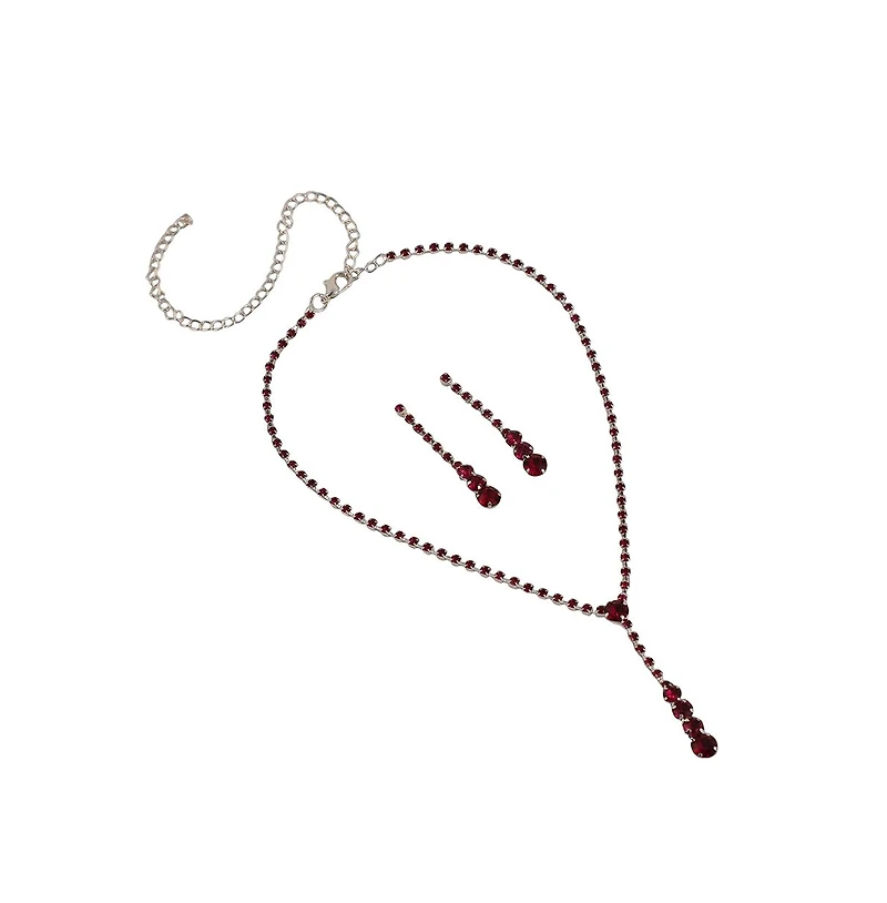 Sohi Women's The Dainty-Bling Jewellery Set - Ruby Pink