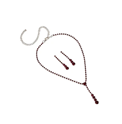 Sohi Women's The Dainty-Bling Jewellery Set - Ruby Pink