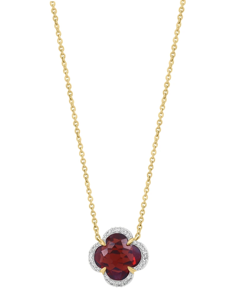 Effy Collection Diamond (1/10 ct. t.w.) & Garnet (1-7/8 ct. t.w.) Pendant Necklace in 14k Rose Gold