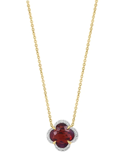 Effy Collection Diamond (1/10 ct. t.w.) & Garnet (1-7/8 ct. t.w.) Pendant Necklace in 14k Rose Gold