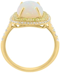 Effy Collection White Diamond (1/4 ct. t.w.), Yellow Diamond (1/3 ct. t.w.) & Opal (2-5/8 ct. t.w.) Ring in 14k Yellow Gold