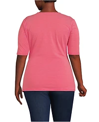 Lands' End Plus Elbow Sleeve Lightweight Jersey Side Tie Blouse