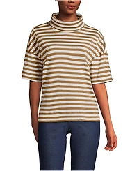 Lands' End Women's Elbow Sleeve Supima Cotton Relaxed Turtleneck