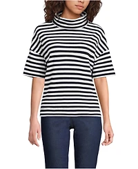 Lands' End Women's Elbow Sleeve Supima Cotton Relaxed Turtleneck