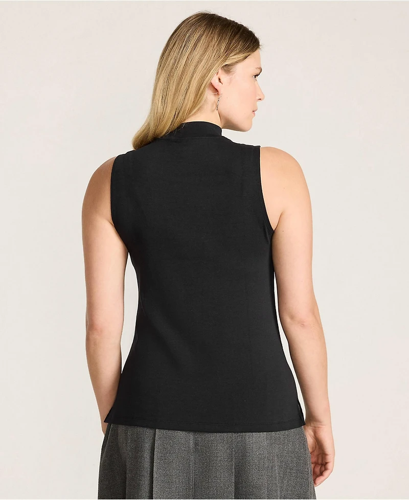 Lands' End Women's Sleeveless Polished Essentials Mock Neck Top