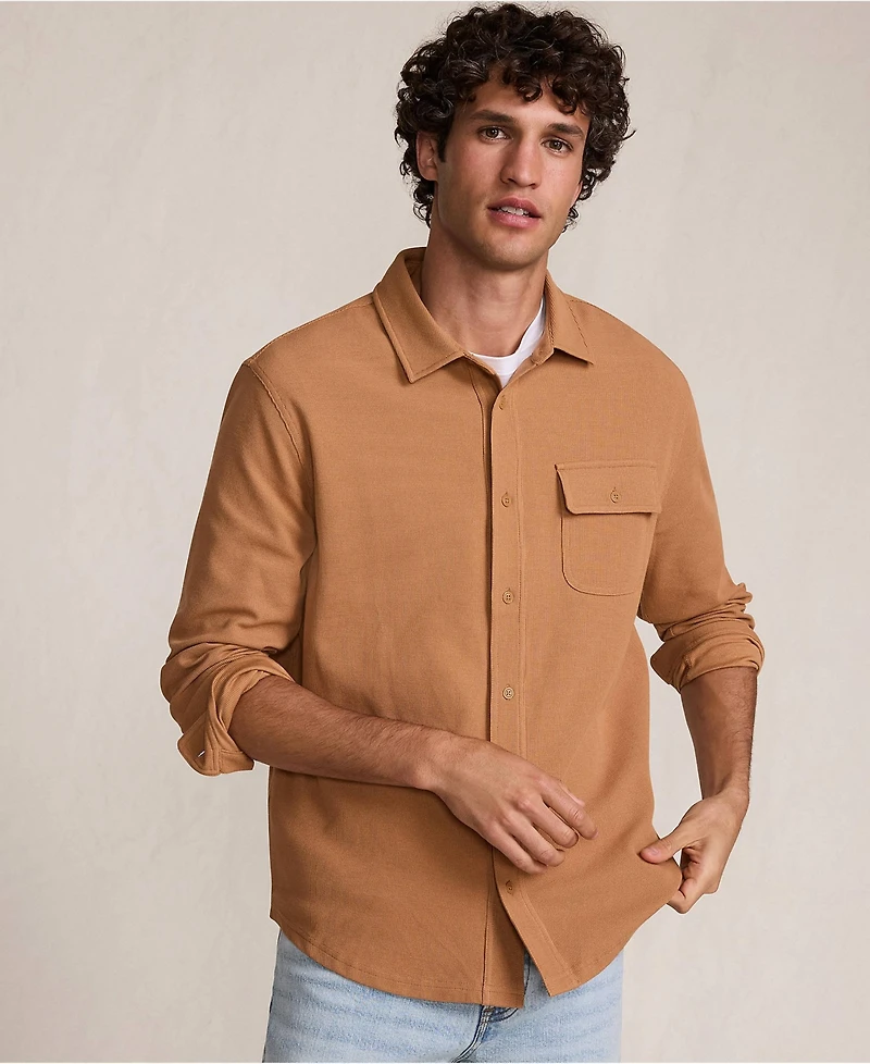 Lands' End Men's Long Sleeve Knit Workwear Waffle Shirt