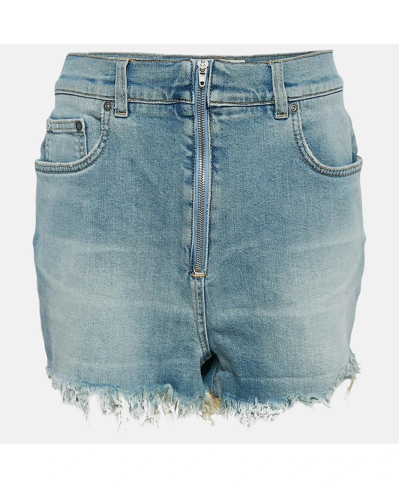 Pre-Owned Givenchy Women's Blue Washed Denim Raw Edge Detail Shorts