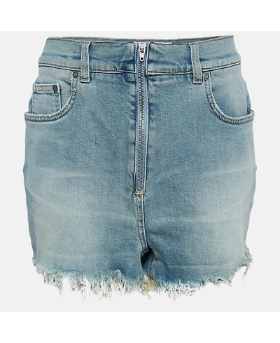 Pre-Owned Givenchy Women's Blue Washed Denim Raw Edge Detail Shorts