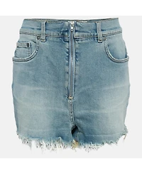 Pre-Owned Givenchy Women's Blue Washed Denim Raw Edge Detail Shorts