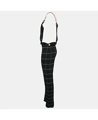 Pre-Owned Balmain Women's Black Patterned Knit Chain Strap Detail Jumpsuit