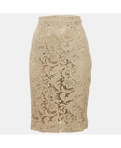 Pre-Owned Burberry Women's Beige Lace Knee-Length Skirt