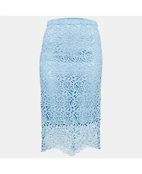 Pre-Owned Burberry Women's Pale Blue Lace Pencil Skirt