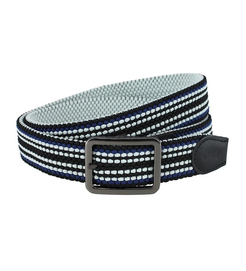 Trafalgar Big & Tall Alejandro Black Stripes and White Reversible Braided Casual Golf Belt