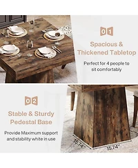 Tribesigns Square Dining Table for 4, 31.5-Inch Small Kitchen Table with Sturdy Pedestal Base, Farmhouse Dinner Table