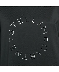Pre-Owned Stella Mccartney Women's Black Studded Logo Cotton Knit Oversized Sweatshirt