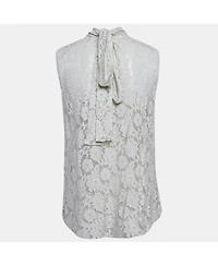 Pre-Owned Dolce & Gabbana Women's Cream Lace Sleeveless Top