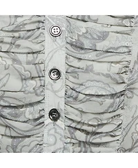 Pre-Owned Burberry Women's London Printed Crepe Tie-Up Pleated Top