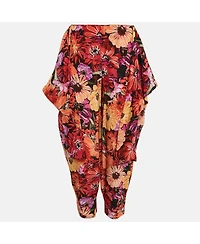 Pre-Owned Stella Mccartney Women's Red Floral Print Silk Tie-Up Trousers