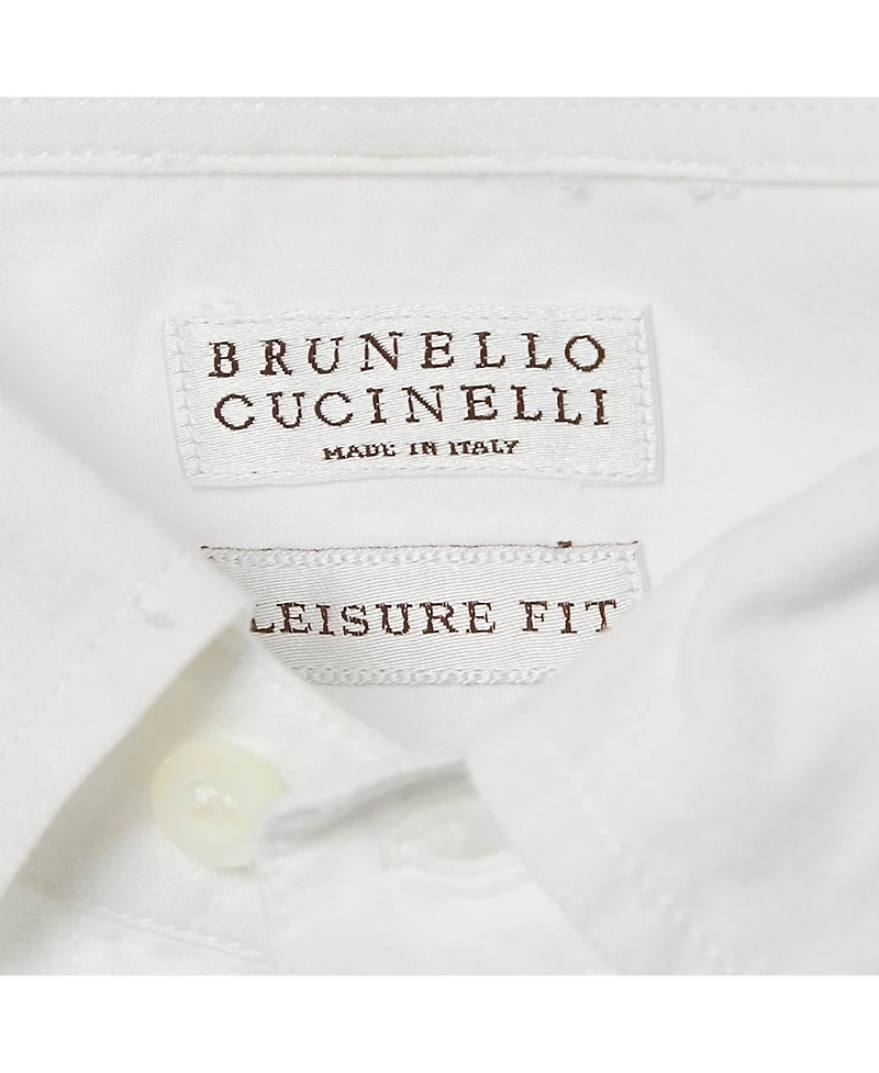 Pre-Owned Brunello Cucinelli Men's White Cotton Buttoned Half Sleeve Shirt