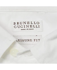 Pre-Owned Brunello Cucinelli Men's White Cotton Buttoned Half Sleeve Shirt