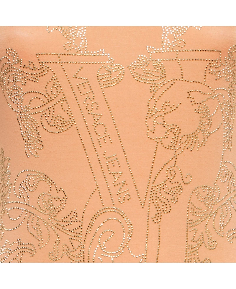 Pre-Owned Versace Women's Jeans Orange Studded Jersey T-Shirt