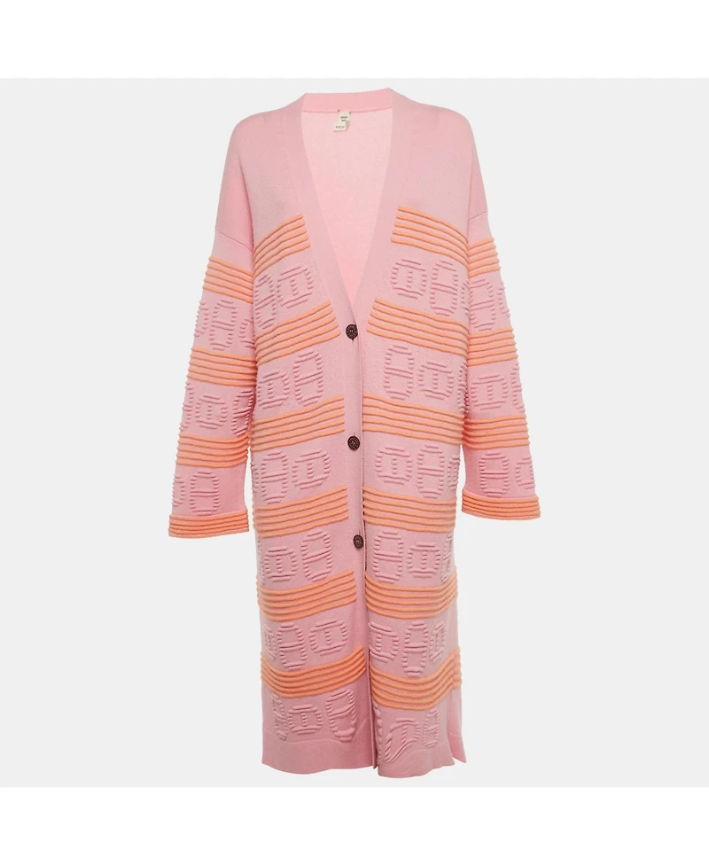 Pre-Owned Hermes Women's Pink & Orange Cashmere Knit Long Cardigan