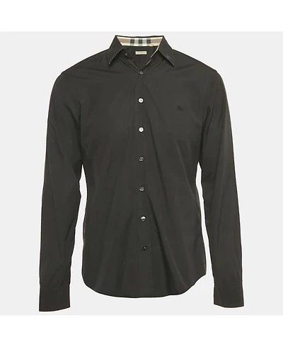 Pre-Owned Burberry Men's Brit Black Cotton Long Sleeve Shirt