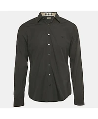 Pre-Owned Burberry Men's Brit Black Cotton Long Sleeve Shirt