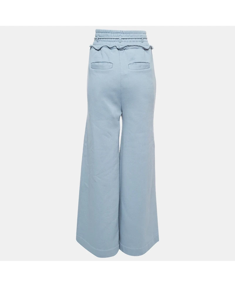 Pre-Owned Off-White Women's Blue Cotton Wide Leg Sweatpants