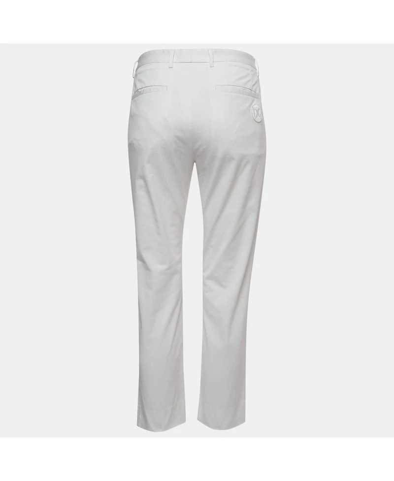 Pre-Owned Dolce & Gabbana Women's White Cotton Straight Fit Trousers
