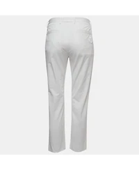 Pre-Owned Dolce & Gabbana Women's White Cotton Straight Fit Trousers