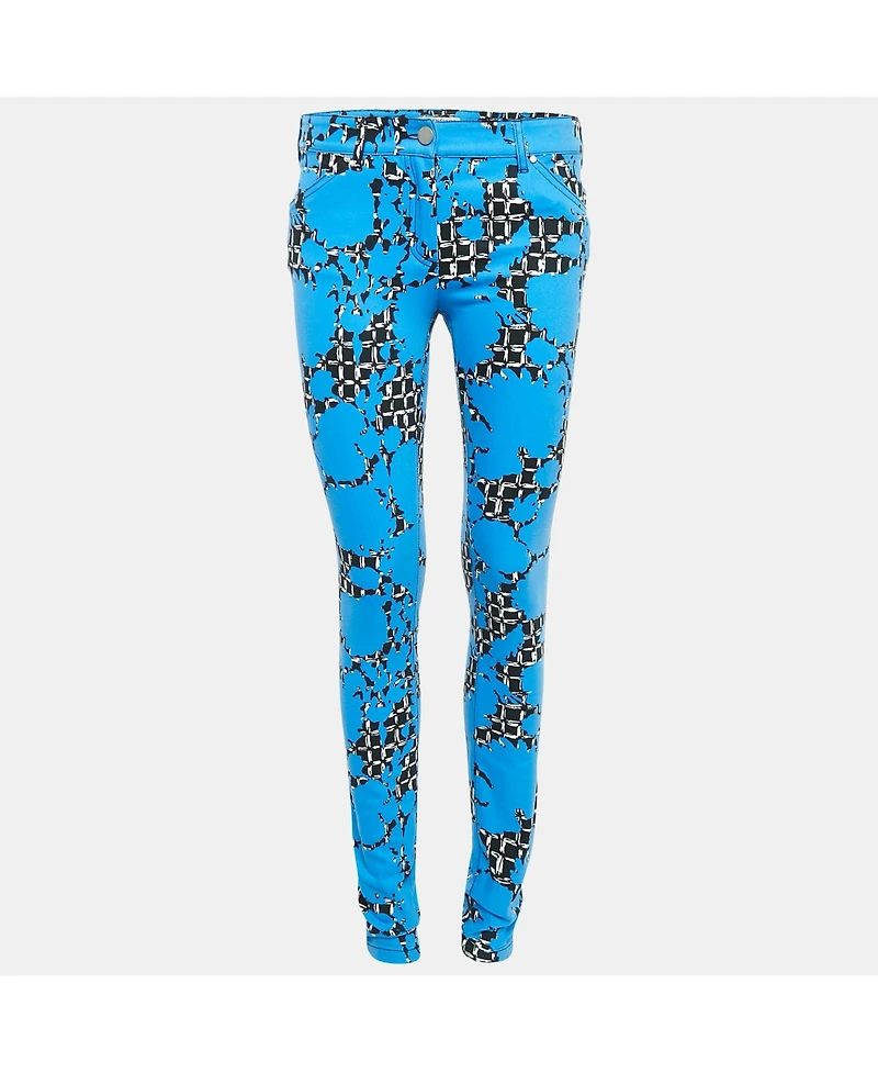 Pre-Owned Balenciaga Women's Blue Printed Denim Skinny Jeans