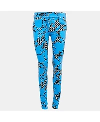 Pre-Owned Balenciaga Women's Blue Printed Denim Skinny Jeans
