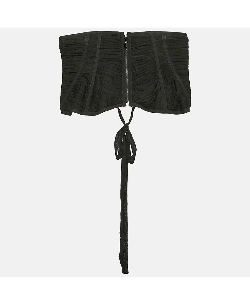Pre-Owned Dolce & Gabbana Women's Black Tulle Lace-Up Corset Top