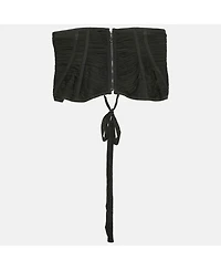 Pre-Owned Dolce & Gabbana Women's Black Tulle Lace-Up Corset Top
