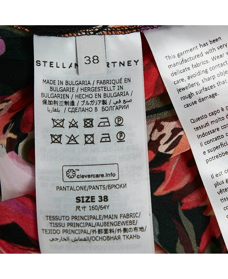 Pre-Owned Stella Mccartney Women's Red Floral Print Silk Tie-Up Trousers