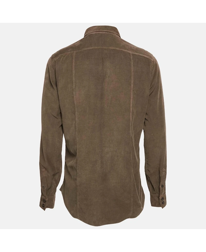 Pre-Owned Dolce & Gabbana Men's Brown Corduroy Gold Shirt