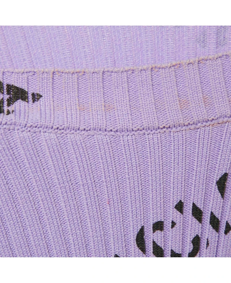 Pre-Owned Balenciaga Women's Purple All-Over Print Rib Knit Crewneck Sweater