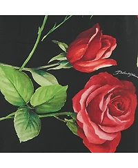 Pre-Owned Dolce & Gabbana Women's Black Rose Printed Silk Pencil Skirt