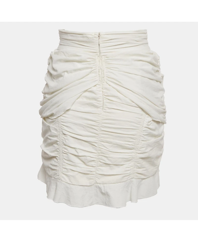 Pre-Owned Isabel Marant Women's White Crepe Ruched & Ruffle Mini Skirt