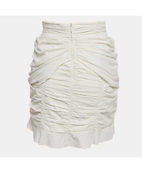 Pre-Owned Isabel Marant Women's White Crepe Ruched & Ruffle Mini Skirt